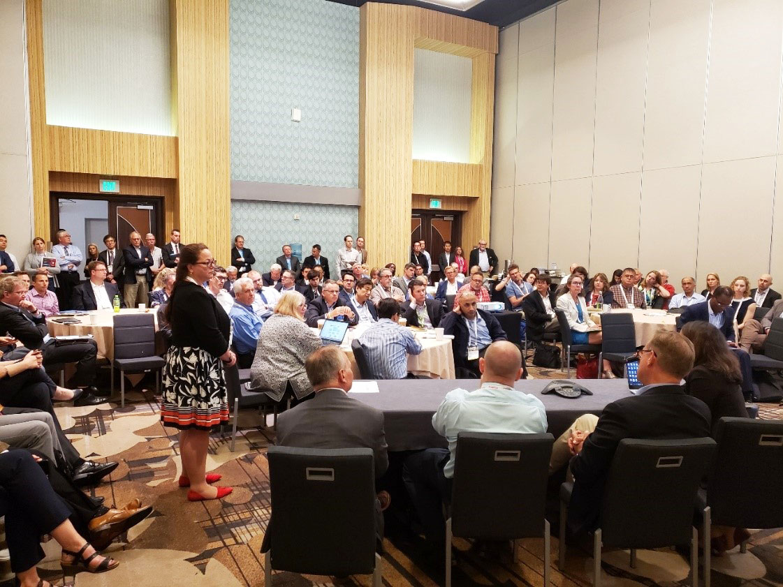 Cathy Cutler moderates the Ac-225 User Meeting at the 2019 SNMMI Conference 