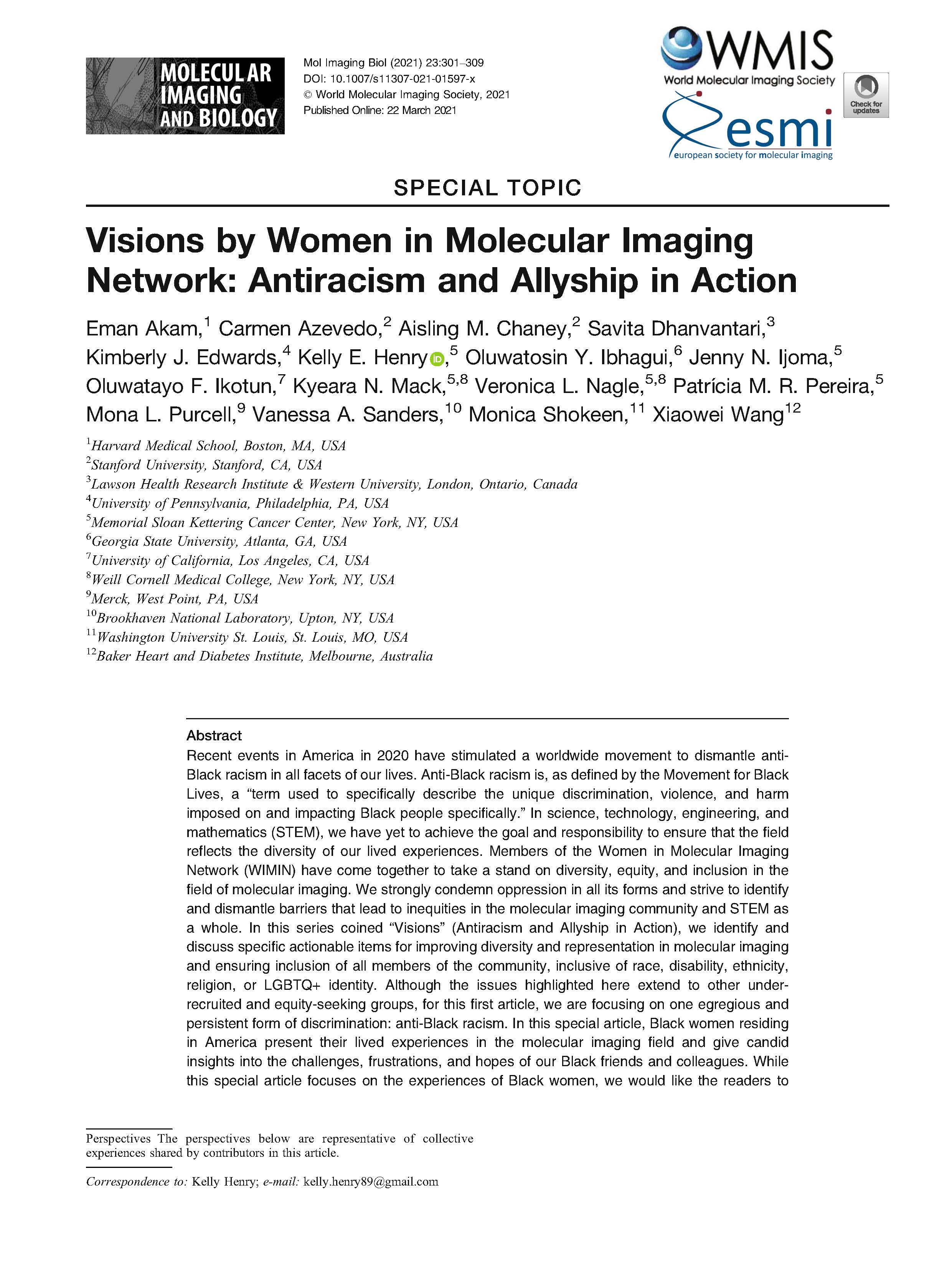 Visions by Women in Molecular Imaging Network: Antiracism and Allyship in Action