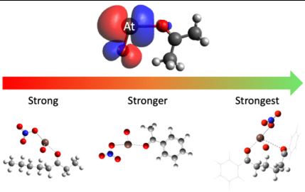 The binding of At-211 with mono- and diketones with different bond strengths. Image courtesy of Jon Burns, University of Alabama at Birmingham