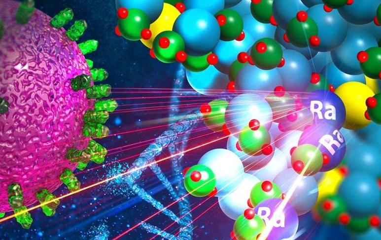 Image courtesy of Chris Orosco/ORNL, U.S. Dept. of Energy Artists’ depiction of a new potential cancer treatment vehicle—an engineered nanometer-size construct that holds a radioactive isotope that can be delivered to destroy cancer cells.
