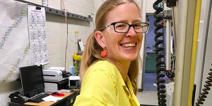 Los Alamos scientist Veronika Mocko processing cerium-134 in the "Hot Cells" at Los Alamos National Laboratory.