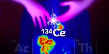 Image courtesy of Donald Montoya, Los Alamos National Laboratory Cerium-134 can be targeted to provide an imaging analogue for two different therapy isotopes, actinium-225 and thorium-227. This helps scientists understand these therapy isotopes and develop new treatments. These novel isotopes are being developed and produced by the DOE Isotope Program.