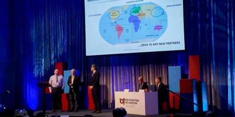 Representatives from the U.S., EU and Japan announce the World Astatine Community at the 12th International Symposium for Targeted Alpha Therapy.